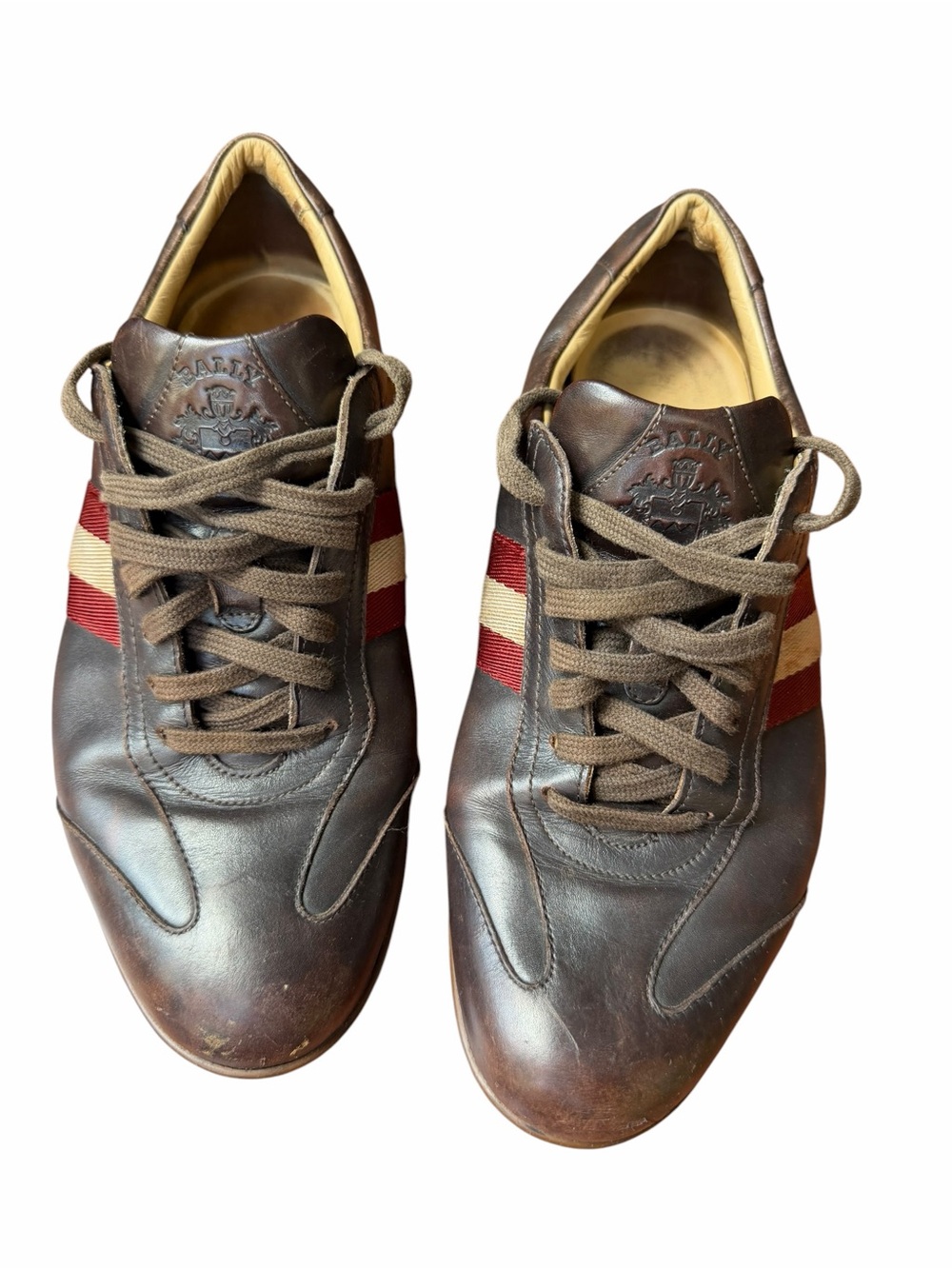 Rare Bally FREKEL/06 Brown Leather Sneakers US 8D – Discontinued Style